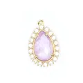 Primer plano de colgante de gota de piedra natural violeta tallada con halo de cristal - Amatista