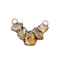 Close-up detail of a raw yellow crystal pendant featuring a vintage-style copper metal frame - Citrine Raw Stone Style