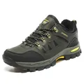 Men's outdoor hiking shoes with warm fleece lining in dark green and yellow details. - Army Green