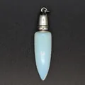 Close-up detail of a white opalite bullet pendant featuring a polished silver metallic cap - Opal Pendant