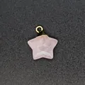Colgante de estrella de cuarzo rosa con enganche dorado para bisutería DIY - Cuarzo rosa