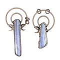 Macro view of vintage style copper frame kyanite raw stone pendants on white background - Kyanite Pillar Style