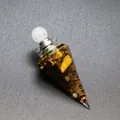 Hexagonal cone resin ornament with natural crushed stones and copper wire - Tiger Eye-Silver