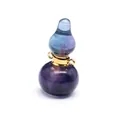 Close-up detail of a handcrafted gourd-shaped natural fluorite stone perfume bottle necklace pendant - Gourd / Multi-color Fluorite (Gold Clasp)