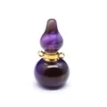 Detailed view of a gourd-shaped amethyst crystal perfume bottle pendant necklace - Gourd / Amethyst (Gold Clasp)