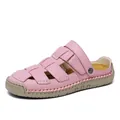 Stylish pink women's summer sandals with breathable hollow design and durable rubber sole - 38 / Pink