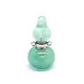 Detailed view of a natural green fluorite crystal gourd-shaped perfume bottle pendant. - Gourd / Green Fluorite (Silver Clasp)