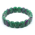 Faceted natural ruby in zoisite gemstone bracelet for women with green and purple beads - Ruby Zoisite