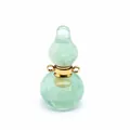 Macro view of natural green fluorite crystal gourd-shaped aromatherapy bottle pendant. - Gourd / Green Fluorite (Gold Clasp)