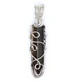 Detailed macro view of a handmade wire-wrapped hexagonal tiger's eye stone pendant - Tiger Eye (Silver-tone Wrapped)