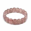 Detailed view of natural stone faceted bracelet beads in pink strawberry quartz - Strawberry Quartz