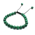 8mm green malachite pattern natural stone bead hand-woven adjustable bracelet for women - Malachite