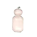 Vista dettagliata di un pendente geometrico in quarzo rosa naturale con castone d'argento - Quarzo rosa