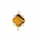 Quatrefoil natural stone double loop pendant charm connector for DIY jewelry making - Tiger's Eye