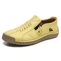 Zapatos casuales amarillo pálido cosidos a mano con cremallera lateral y suela goma - 36 / Amarillo
