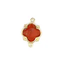 Red jasper flower connector pendant with 18K gold plating for DIY jewelry making. - Red Jasper