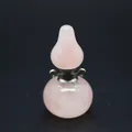 Elegant natural rose quartz stone gourd shaped perfume bottle pendant with metal loops - Gourd / Rose Quartz (Silver Cap)