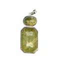 Vista dettagliata di un ciondolo in pietra naturale unakite verde con cornice argento - Unakite