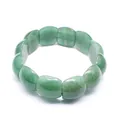 Dettaglio elegante bracciale in agata indiana naturale verde smeraldo - Stile Rettangolare Piatto (aljylp1860) / 18cm Lunghezza (Pietra 21x11mm) / Giada avventurina