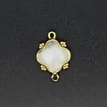 Close-up of 18K gold plated moonstone flower pendant with double loops for DIY jewelry - Moonstone