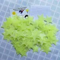 Glow-in-the-dark 3D plastic star wall stickers with adhesive pads for ceiling decoration - Yellow 100 Pieces