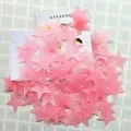 Pink glow-in-the-dark 3D star wall stickers for dormitory and ceiling decoration - Pink 100 Pieces