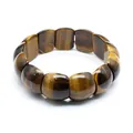 Vista dettagliata dei segmenti di pietra occhio di tigre naturale su un bracciale - Stile Rettangolare Piatto (aljylp1860) / 18cm Lunghezza (Pietra 21x11mm) / Occhio di tigre