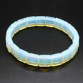 Elegant square cut opalescent natural stone bracelet for women on black background - Opal