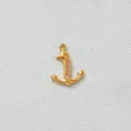 Close-up detail of a gold-plated stainless steel anchor charm with pink cubic zirconia - Pink Zirconia Anchor (Pendant Only) (D153-6)