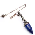 Close-up detail of lapis lazuli dowsing pendulum with vintage bronze spring design - Lapis Lazuli (Antique Bronze)