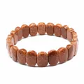 Polished goldstone faceted rectangle bead stretch bracelet for natural stone jewelry lovers - Gold Sandstone