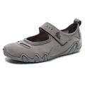 Grey Mary Jane casual sports shoes with Velcro strap for women, comfortable design. - Gray