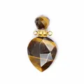Detailed view of natural teardrop faceted tiger eye stone perfume bottle pendant necklace. - Tiger's Eye