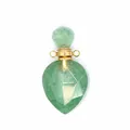 Detail of a faceted green aventurine stone perfume bottle pendant necklace. - Green Strawberry Quartz