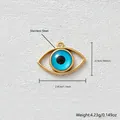 Vergoldeter Edelstahl-Anhänger Böser Blick mit blauem Auge und Zirkonia-Einlage - Blaue Träne Böser Blick (D161-1) / 2.8x2cm