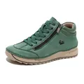 Green suede high-top casual shoes for women with hand-stitched details and side zipper - Green