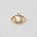 Vergoldeter Edelstahl Anhänger Böser Blick mit weiß gestreifter Perle für DIY Schmuck - Weiße Textur Böser Blick (D161-2)