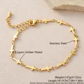 Elegante pulsera de cruz de acero inoxidable chapada en oro de 3 capas ajustable - 18.5cm / Dorado