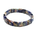 Close-up of square faceted natural sodalite stone beads on a bracelet - Sodalite