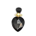 Detailed macro view of a faceted black stone aromatherapy perfume bottle pendant - Obsidian
