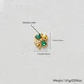 Vergoldeter Kleeblatt-Anhänger aus Edelstahl mit grünen Steinen und glänzendem Zirkonia - Nur Anhänger (Ohne Kette) / Grüner Vierblättriges Kleeblatt Stil (D176-1)