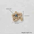 Exquisiter vergoldeter Edelstahl-Anhänger Böses Auge mit funkelnden Kristallen - Auge des Horus Strass-Stil (D193-1) / 2.05x2cm