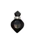 Herzförmiger facettierter schwarzer Stein Aromatherapie Parfümflaschen Anhänger. - Obsidian (Silberfarben)