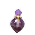 Amethyst-Parfümflaschen-Anhänger in Herzform mit goldener Fassung für ätherische Öle - Amethyst (Goldfarben)