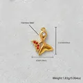 Vergoldeter Edelstahlanhänger in Form einer Meerjungfrauflosse mit Zirkonia für DIY-Schmuck - Roter Strass Fischschwanz (D168-1)