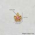 Eleganter vergoldeter Edelstahl-Blumenanhänger mit rosa Stein und Zirkonia-Akzenten - Nur Anhänger (Ohne Kette) / Rosa Fünfblättrige Blume Stil (D191)