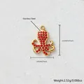 Vergoldeter Edelstahl-Oktopus-Anhänger mit roten Zirkonia-Steinen besetzt für DIY - 2.2x1.8cm / Roter Oktopus