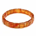 Handcrafted square faceted natural orange agate stone stretch bracelet for women - Red Agate