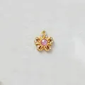 Vergoldeter Blumenanhänger mit rosa Stein und Zirkon-Akzenten für DIY-Schmuck - Nur Anhänger (Ohne Kette) / Rosa Fünfblättrige Blume Stil (D192)