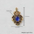Ciondolo corona vintage in acciaio inossidabile oro con occhio del diavolo blu, 5,3 g - Ciondolo Corona Vintage Occhio Blu (D186) / 3,7x2,3cm
